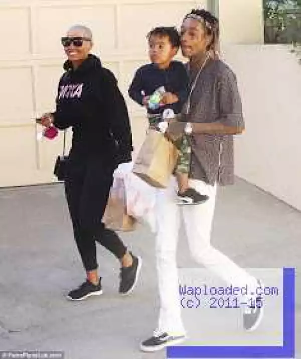 Amber Rose Flashes a Smile as She and Wiz Khalifa Take Son Sebastian to the Park
